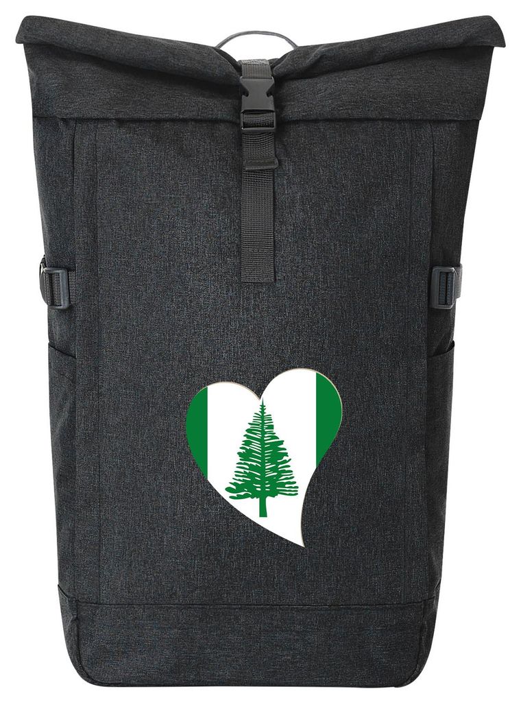 Huuraa Kurierrucksack Norfolk Flagge Herz 30-44 Liter Black Melange Fairtrade Rolltop Rucksack Geschenkidee
