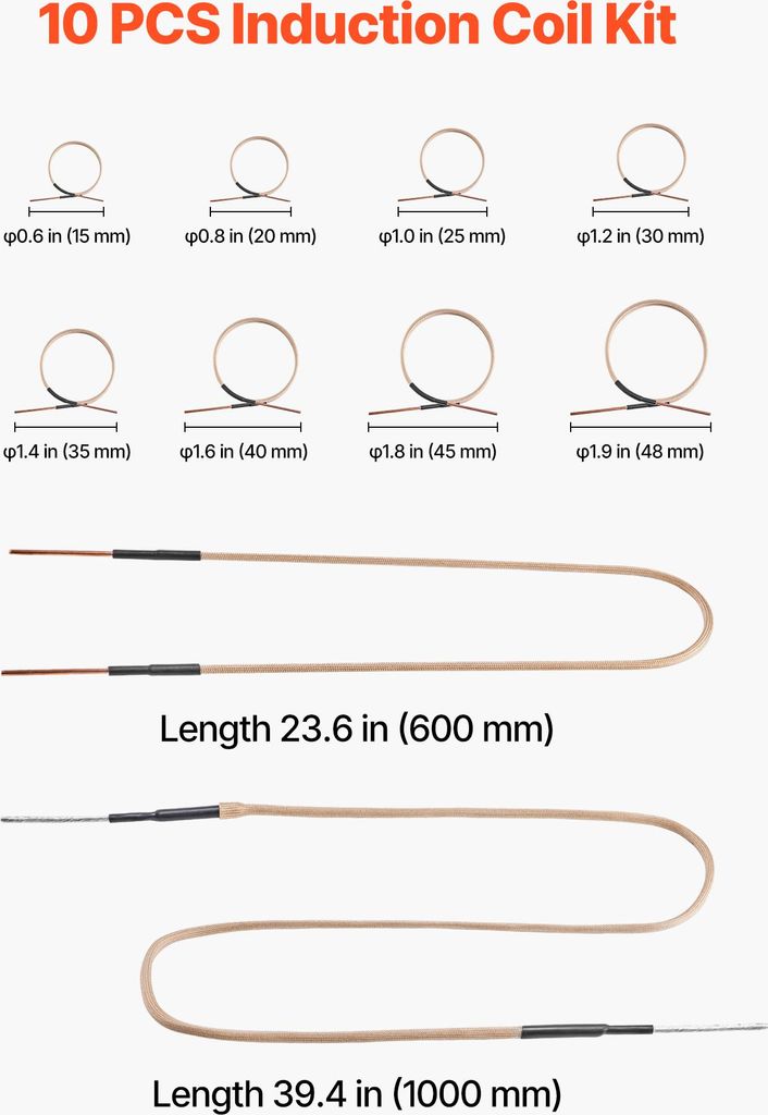 SucceBuy 10-tlg. magnetisches Induktionsheizspulen-Set, vielseitige Heizspulen mit Flexibilität und langer Haltbarkeit, ideal zum Lösen von rosti...