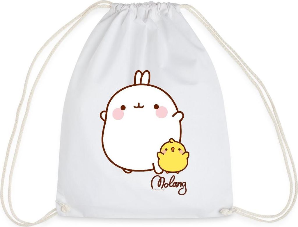 Spreadshirt Molang Piu Piu Freunde Turnbeutel, One size, Weiß