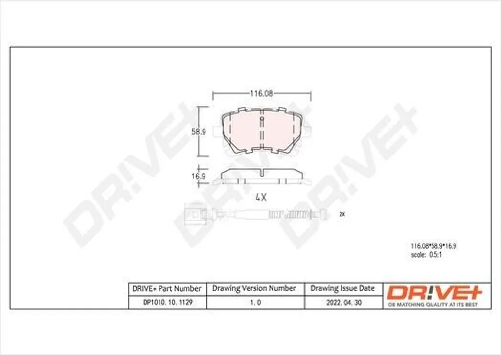 Plaquettes arrière compatibles Audi A6 (4F/4B) et T5 - Dr!ve+ DP1010.10.1129