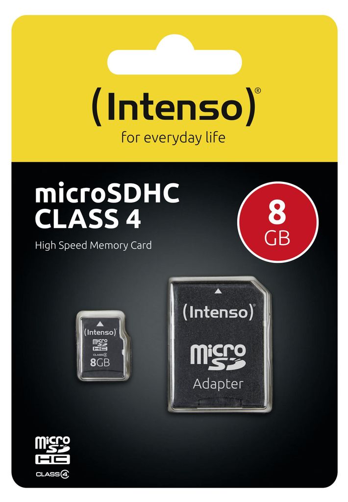 Intenso 8 GB microSDHC Karte Class 4 inkl. SD-Adapter Produktbild 