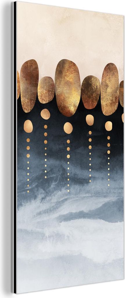 MuchoWow Wanddekoration Metall Metallbild Wandkunst 40x80 cm Gold - Abstrakt - Luxus MuchoWow Aluminium Gemälde - Wanddekoration - Industrial