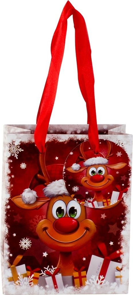 24 Stück Geschenktüte Lustiges Rentier 11,5 x 14,7 x 6,3 cm Produktbild 