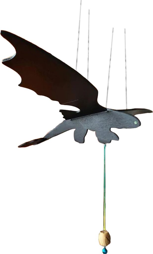 Fliegender Drache als Hängedekoration, handgefertigter Holzdrachen, kinetischer geflügelter Drache für Kinderzimmer- und Schlafzimmerdekoration