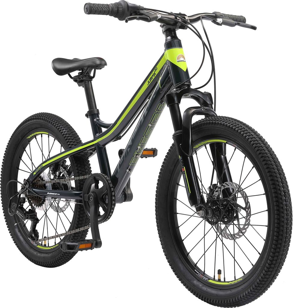 BIKESTAR Kinder Jugend Mountainbike 20 Zoll ab 6 - 7 Jahre | Hartail MTB Scheibenbremse Federgabel | Schwarz Grün