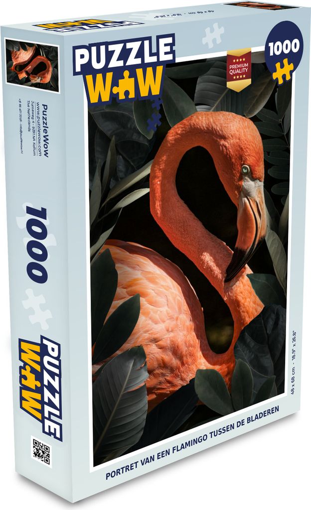 MuchoWow Puzzle 1000 Teile Flamingo - Porträt - Blätter - Spielzeug - Alt und Jung - Spiele - Puzzeln