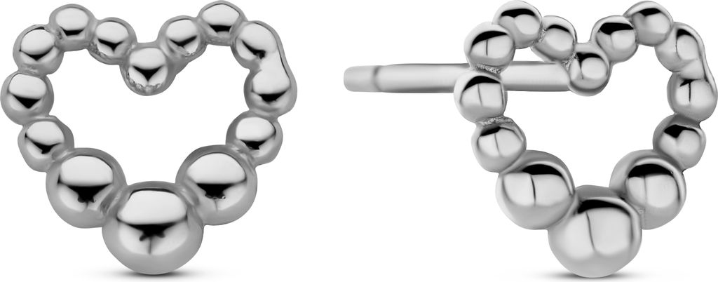 New Bling - 9NB-1386 - Ohrstecker mit kugelförmigem Herz - 925 Sterlingsilber - rhodiniert - 7,2 x 7,6 mm