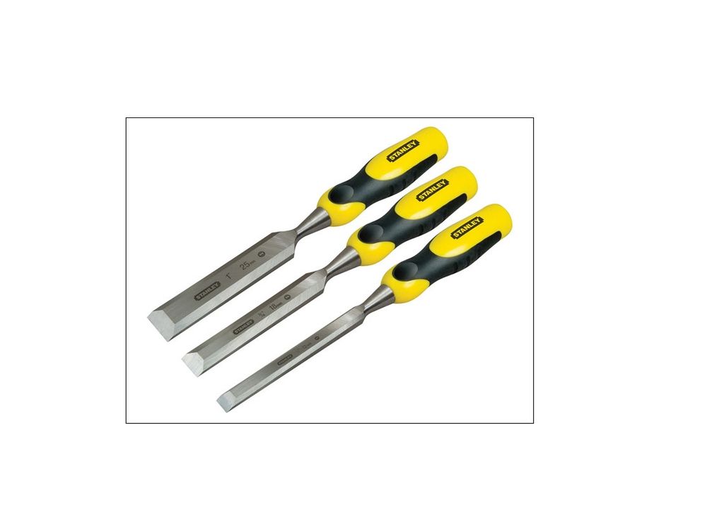 STANLEY Stechbeitel Dynagrip, Kunststoffgriff mit Schlagkappe, Set 3-tlg. 12, 18, 25 mm