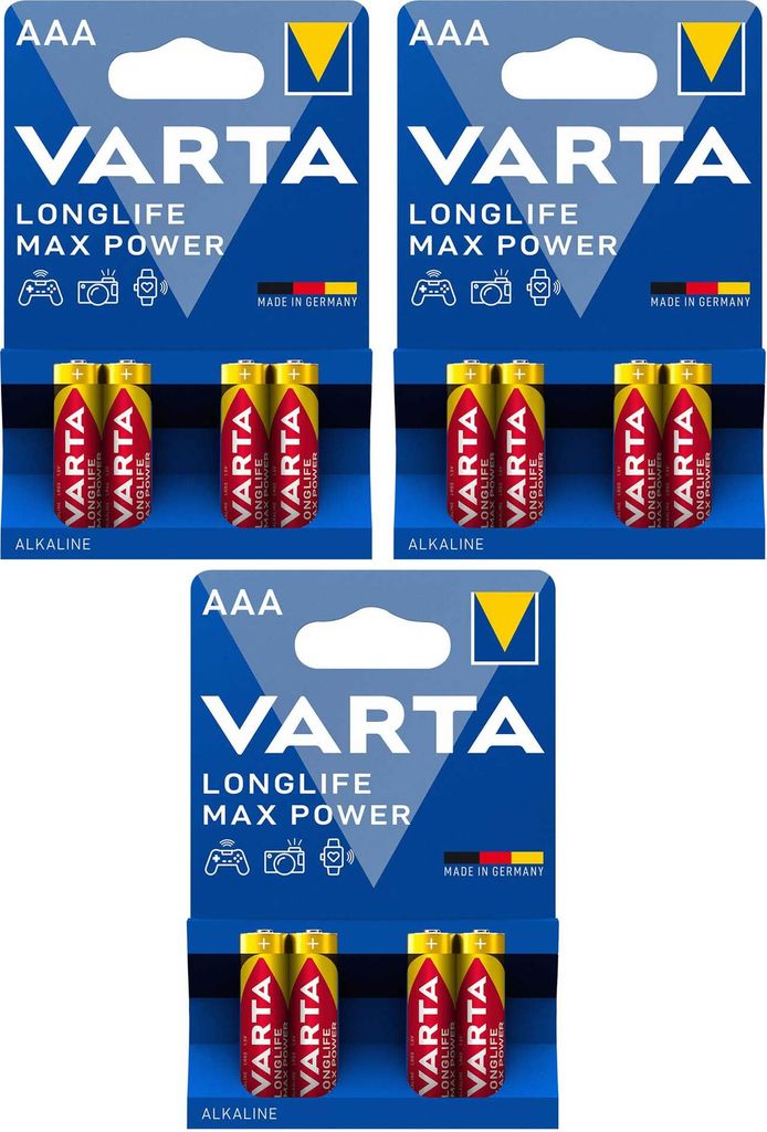 Batterien VARTA 4703, Micro AAA / LR03 Alkaline, Longlife Max Power, 1,5V, 3 x 4er Pack