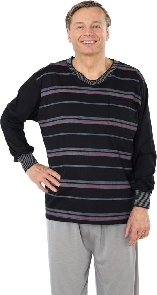 Pyjama Herren lang Schlafanzug Schlafkleidung Nachtwäsche, Produktbild 