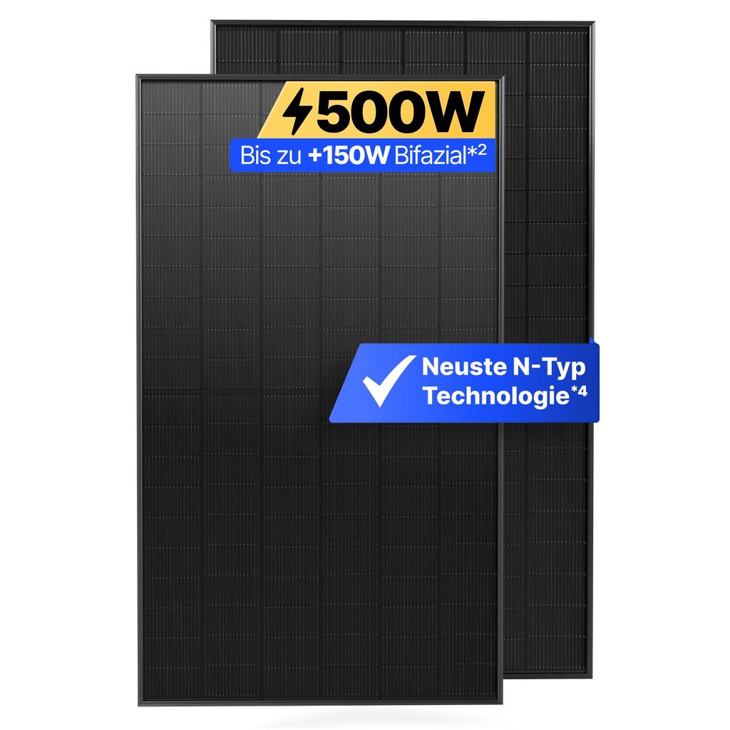 Solakon® Solarpanel 500W Bifazial Glas-Glas N-Type – Produktbild 