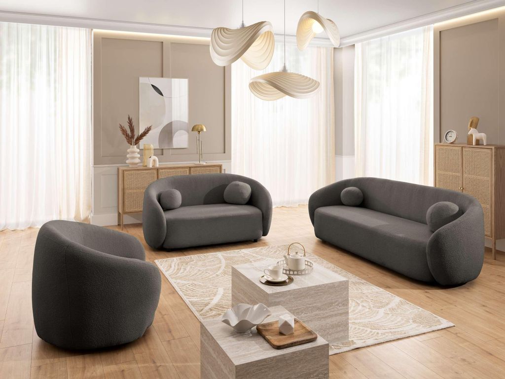 99rooms Branko Polstergarnitur Boucle-Stoff ABRIAMO Hellbraun