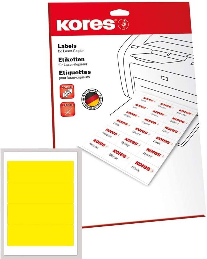 Kores Ordnerrücken Etiketten 192 x 61 mm gelb 100 Etiketten Produktbild 