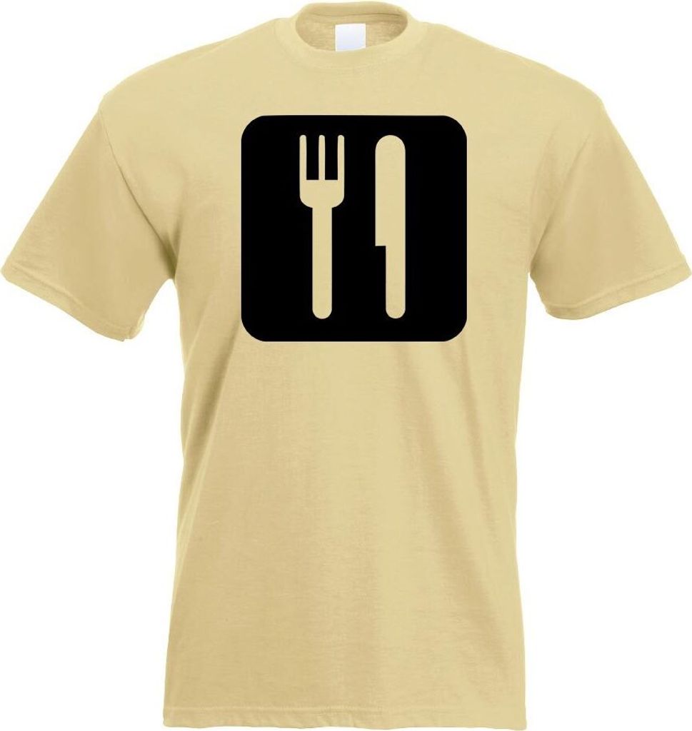 Kiwistar - T-Shirt - Khaki - Essen Speisen Piktogramme Herren Funshirt Bedruckt Design Sprüche Spruch Motive - mit Motiv Bedruckt - Funshirt Desig...