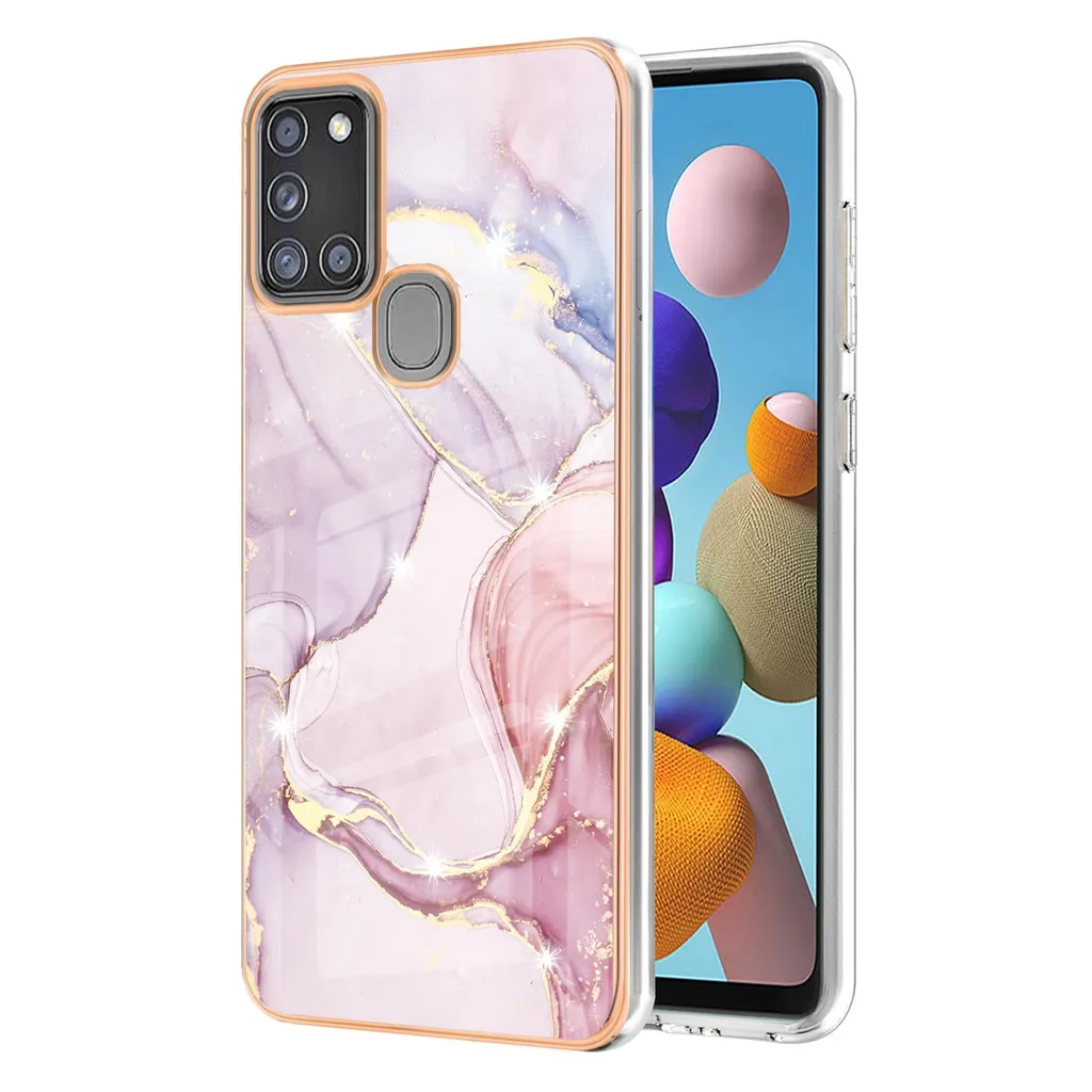 Custodia TPU per Samsung A21S - Marmo Oro Rosa - Protettiva Slim