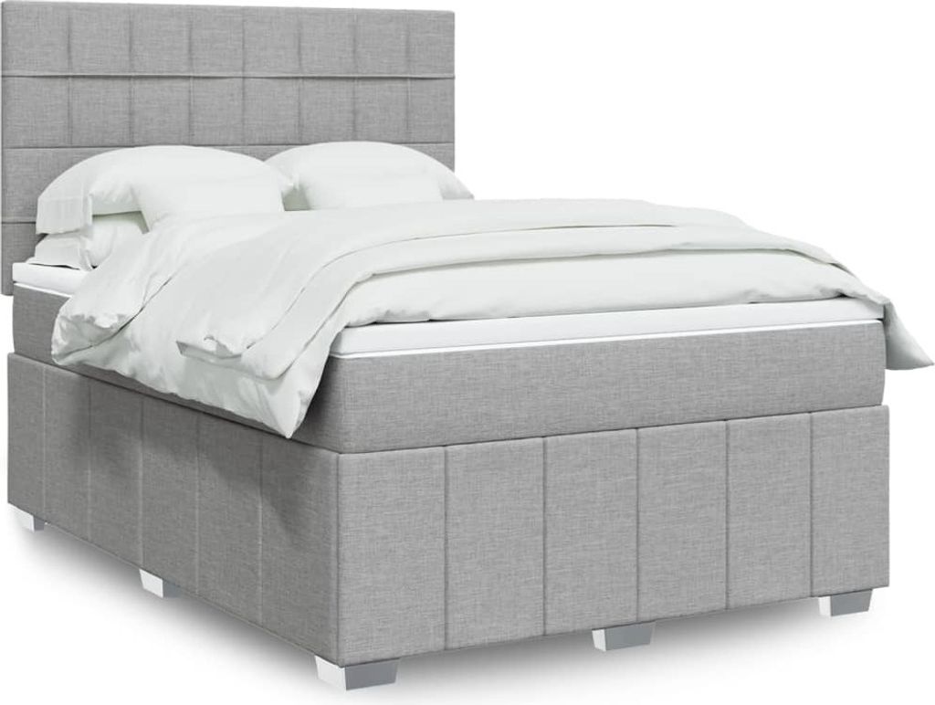 Maison Exclusive - Boxspringbett mit Matratze Hellgrau 140x200 cm Stoff