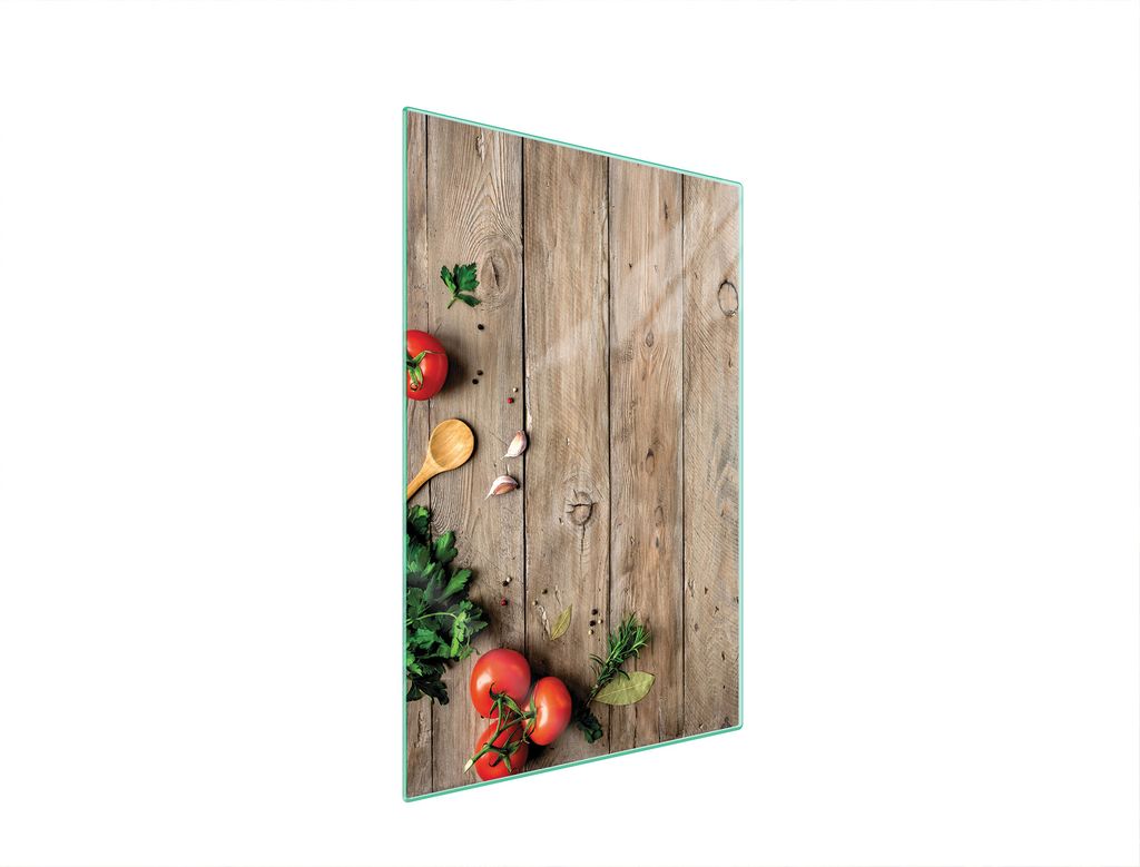 Herdabdeckplatte 35x52 Glaskeramikkochfeld Abdeckung Spritzschutz Glasplatte Deko Schneidebrett Holz Tomaten
