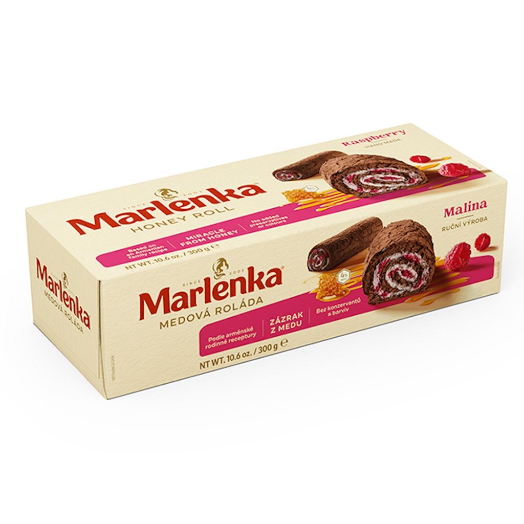 MARLENKA® Medová roláda s kakaem a malinami 300 g Obrázek produktu 