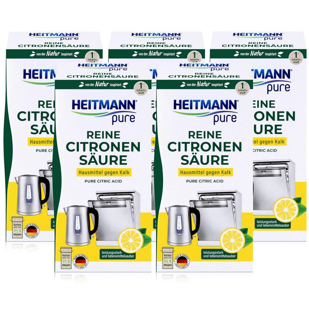 Heitmann pure Reine Citronen Säure 350g - Universell gegen Kalk (5er Pack)
