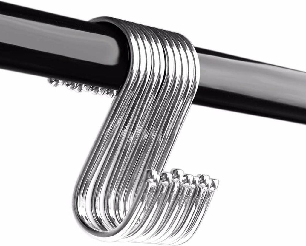 10 Stück S-förmige Metallhaken, multifunktional, für Badezimmer und Küche, zum Aufhängen von Kleiderbügeln (L)