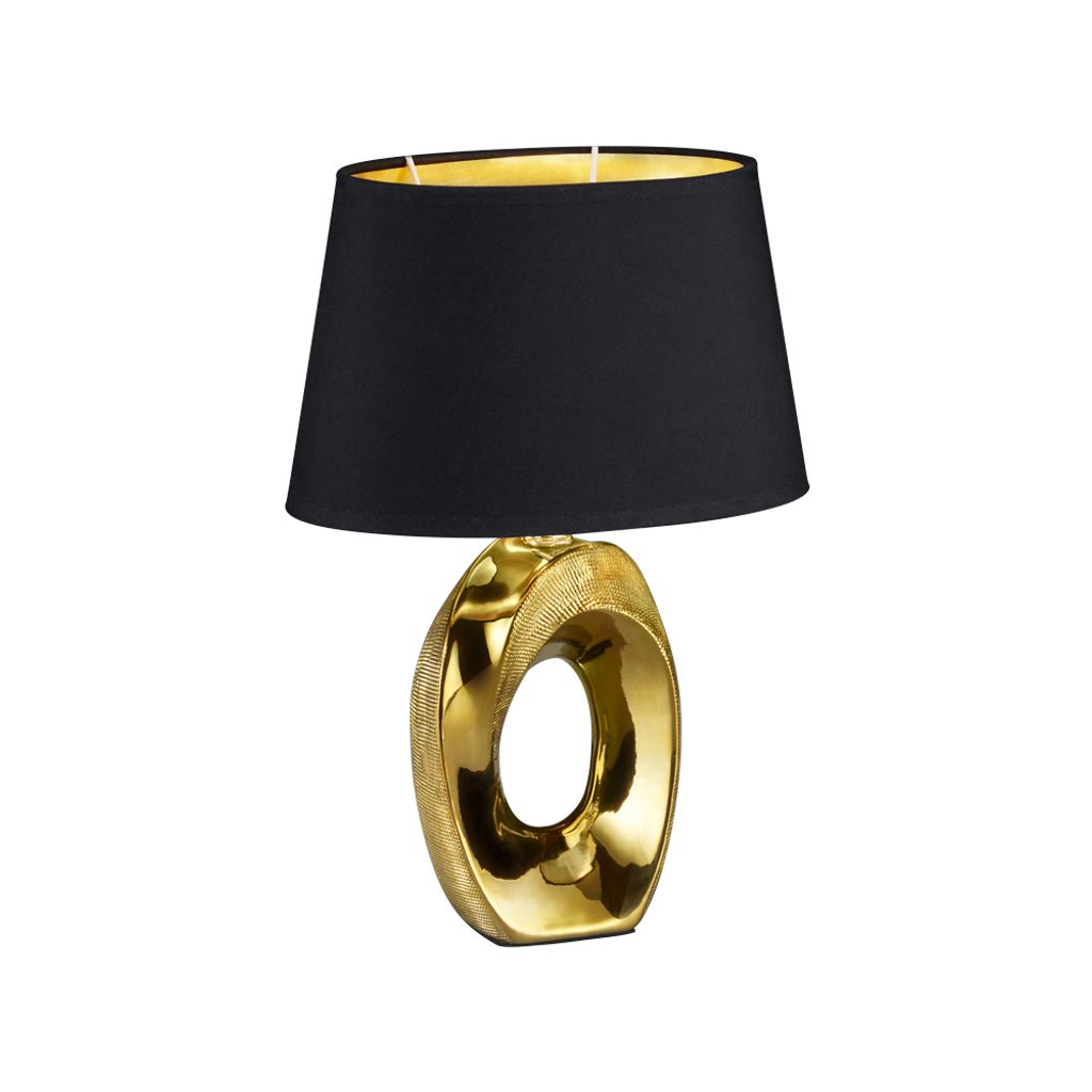 Design Tischleuchte, Keramik, gold-schwarz, H 33 cm