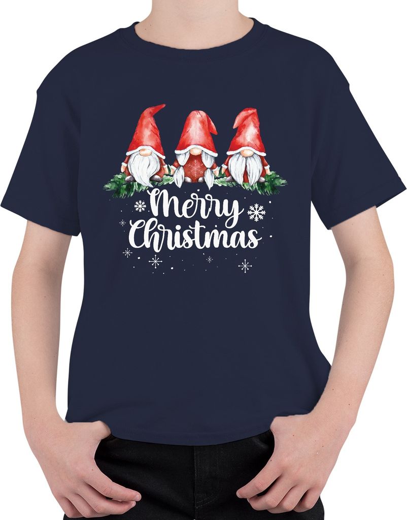 Merry Christmas Weihnachtswichtel Gnome Schweden - Weihnachten Weihnachtsgeschenk Christmas Uni Kinder T-Shirt, Navy, 104