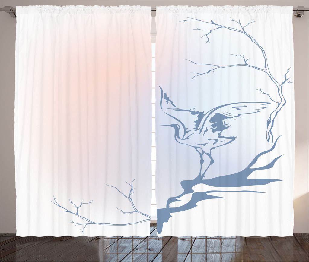 ABAKUHAUS Landschaft Rustikaler Vorhang, Winter-Baum-Zweig, Wohnzimmer Universalband Gardinen mit Schlaufen und Haken, 280 x 245 cm, Blau Rosa