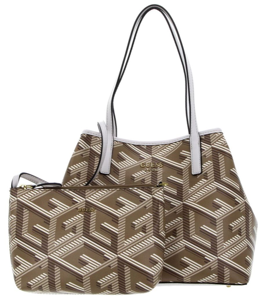 Guess Vikky Frauen G Cube Logo Druck Shopper Tasche Taupe – Einheitsgröße