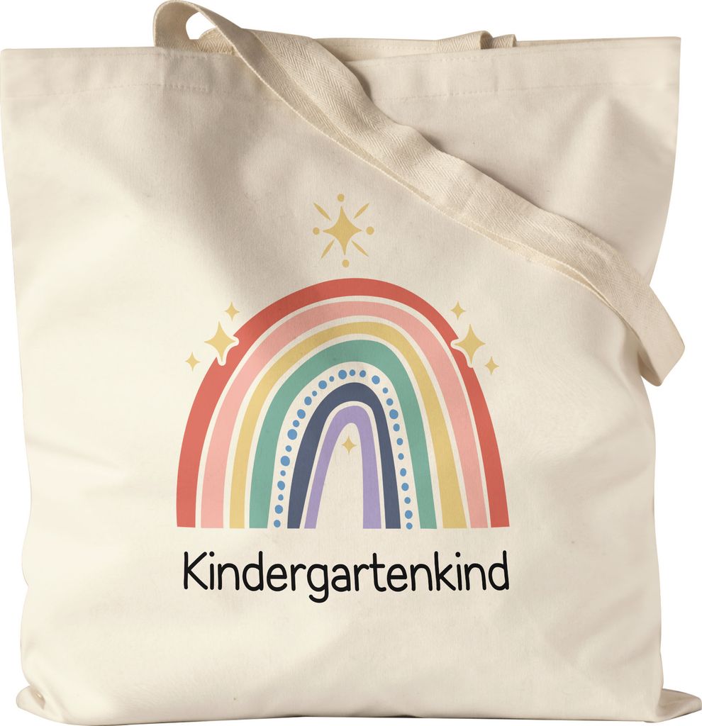 Kindergartenkind Jutebeutel Stoffbeutel Canvas Geschenk Kindergarten Start Kita Regenbogen Sterne Buntes Motiv