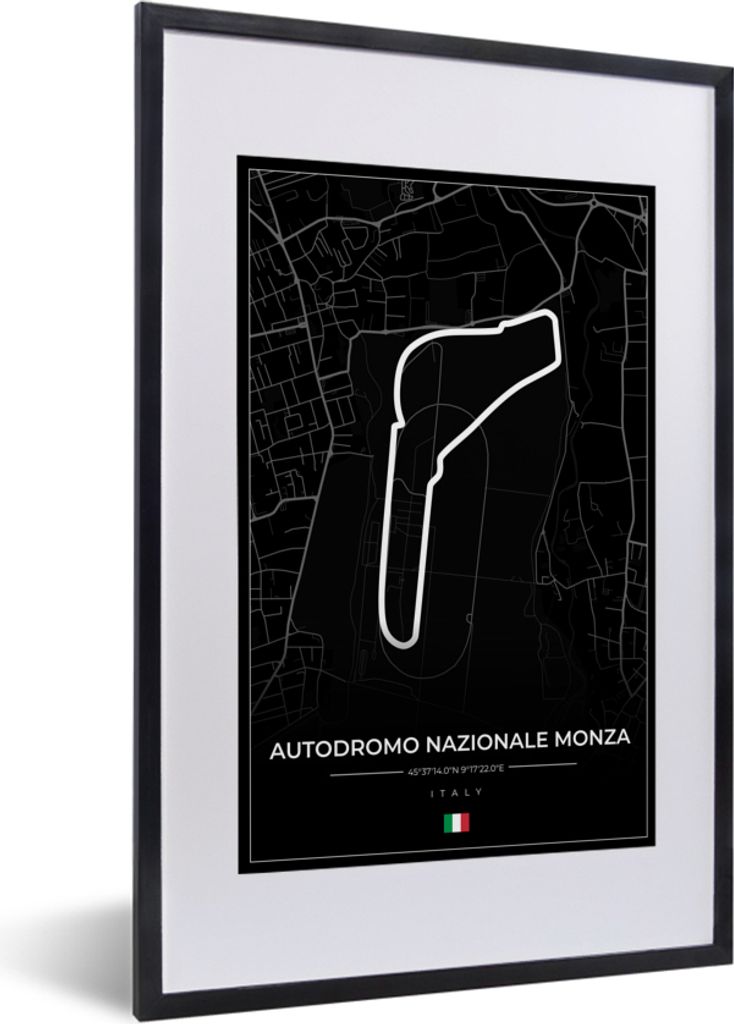 MuchoWow Gerahmtes Poster Rennsport - F1 - Rennstrecke - Italien - Autodromo Nazionale Monza - Schwarz 40x60 cm - Poster mit Schwarzem Bilderrahm...