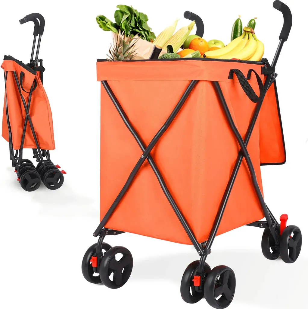 Carrello Trasporto Multiuso Pieghevole Arancione Alta Visibilità