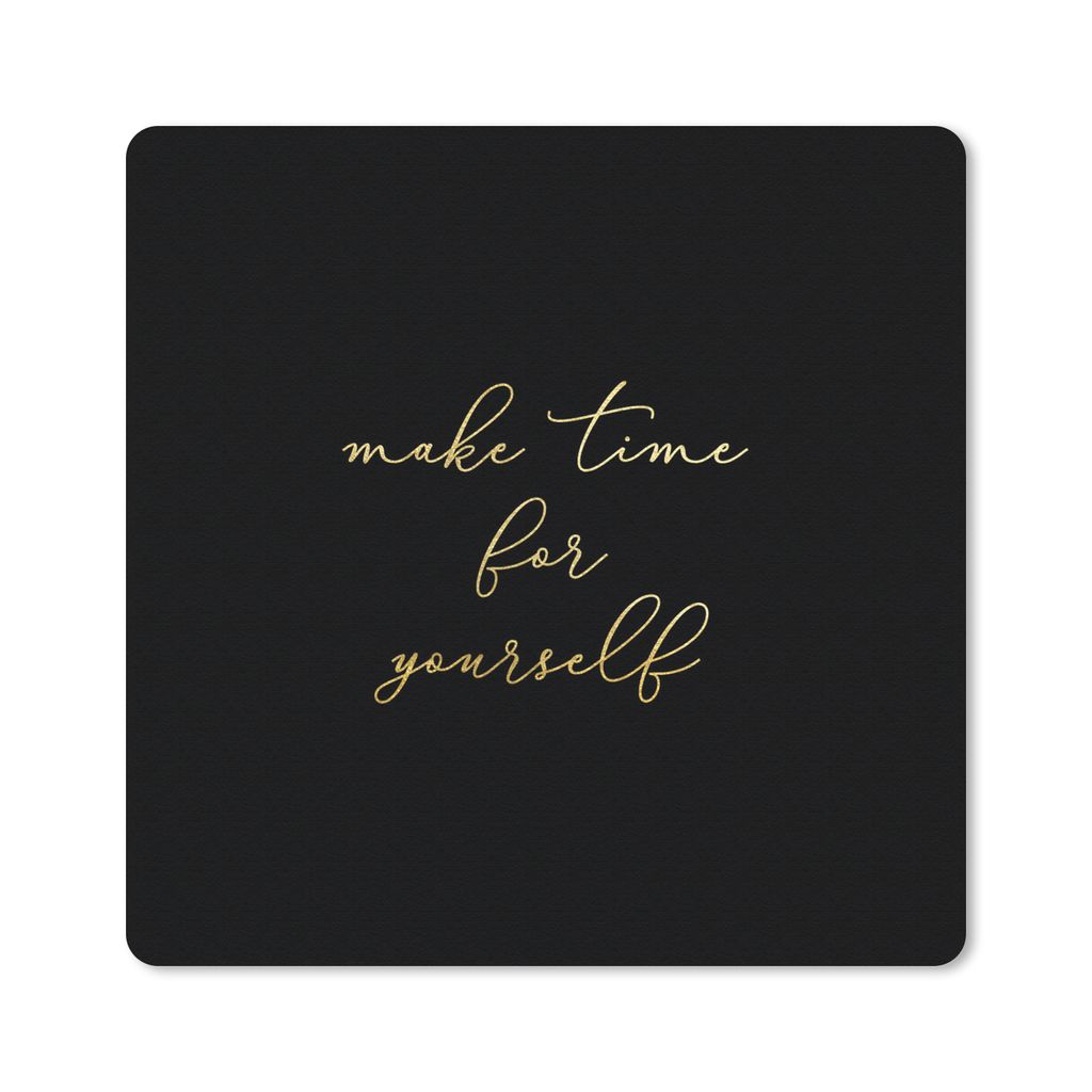 MuchoWow Mauspad Mousepad Zitat - Selfcare - Gold - Schwarz 30x30 cm - Mousepads - Maus Mat - Pad - Mausunterlage - Gaming