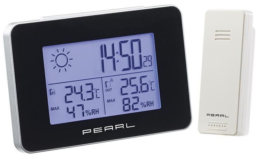 Station météo & horloge radio-pilotée avec capteur Image du produit 