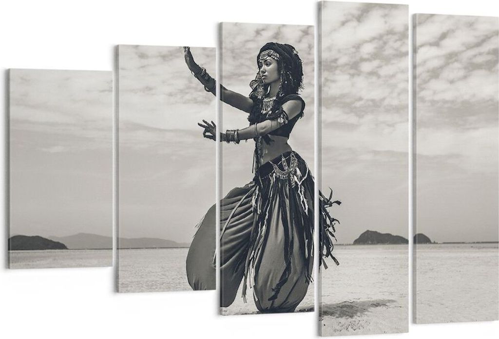 Bild auf Leinwand - Leinwandbild - 5 Teile - Tänzer Folk Oriental - 150x100cm - Wand Bild - Wanddeko - Wandbilder - Leinwanddruck - Bilder - Wandd...