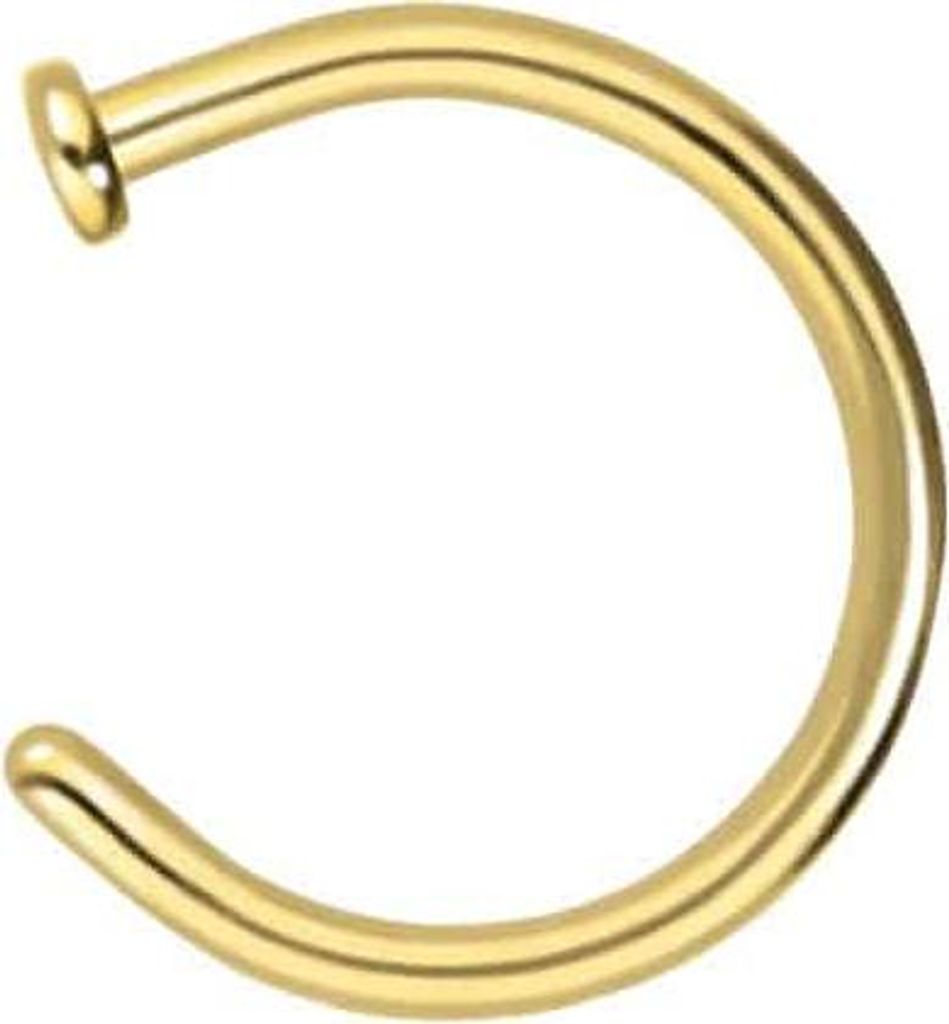 Nasenpiercing, Nasenstecker Chirurgenstahl Nasenring offen PLATTE Gold Innendurchmesser: 8mm + Stabstärke: 1mm