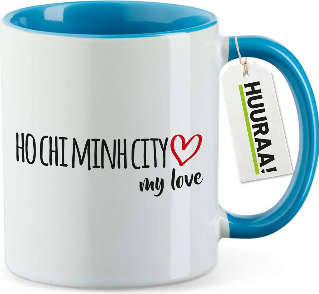 Huuraa Kaffeetasse Ho Chi Minh City my love 330ml Blau Keramik Kaffeebecher Geschenkidee