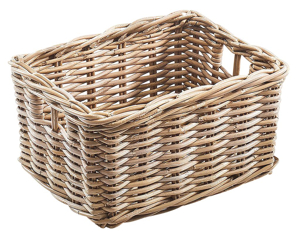 Kobolo Rattankorb Regalkorb Aufbewahrungskor eckig Rattan Kubu grau klein - Regalkorb Schrankkorb Ordnung Box Küche Wohnzimmer Storage basket Shelf