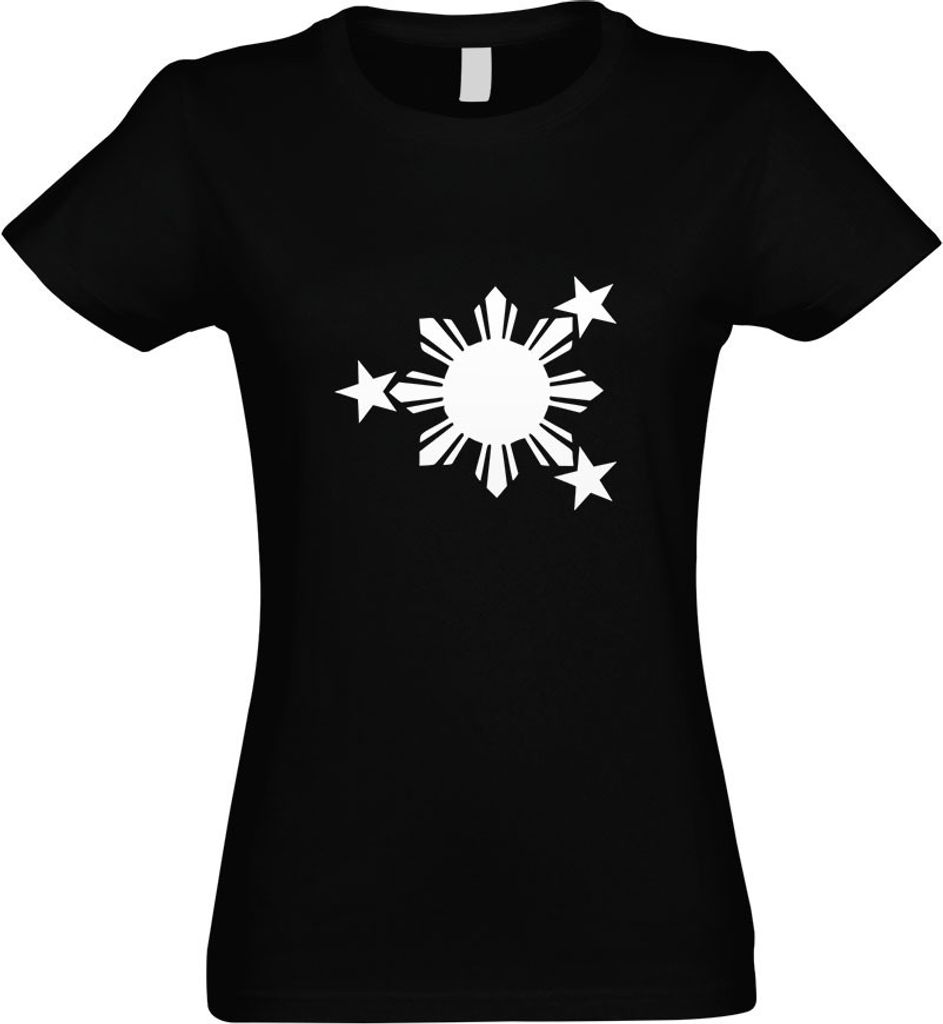 Kiwistar - T-Shirt tailliert - Damen - schwarz - Flagge der Philippinen - mit Motiv Bedruckt - Funshirt Design - Sport - Freizeit - Damen - M
