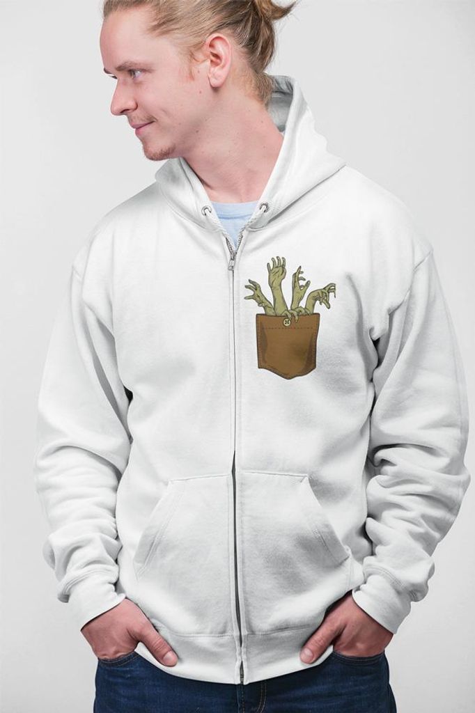 D&B Uni Hoodie ZIPPO00034 Zombie Weiß-Größe S