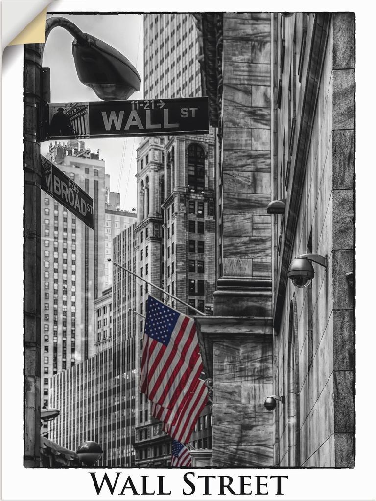 ARTland Wandbild, selbstklebend New York Wall Street Größe: 45x60 cm