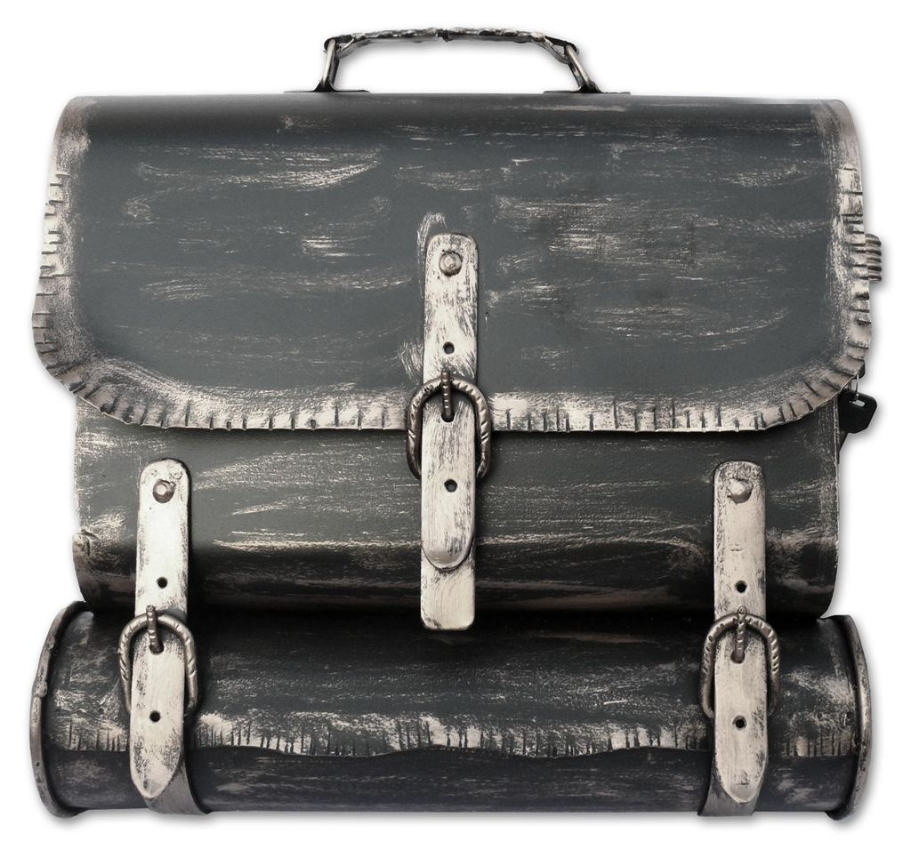 Briefkasten antiker Schulranzen von HMF mit 36 cm Breite in Silber