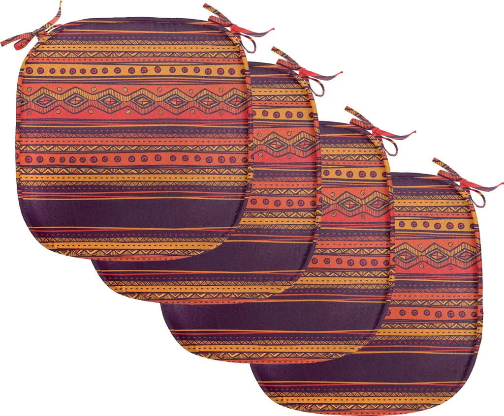 Lot 4 Coussin de Siège avec Sangles Imperméable Motif Abstrait Orange