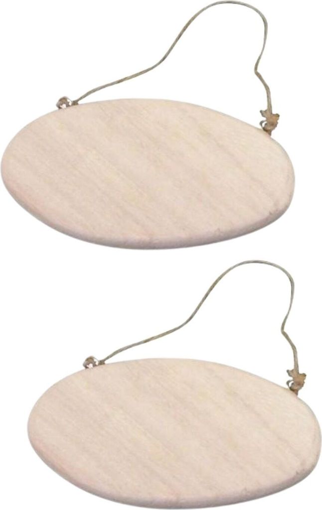 2 ovale Türschilder aus Holz mit Kordel 14,5 cm