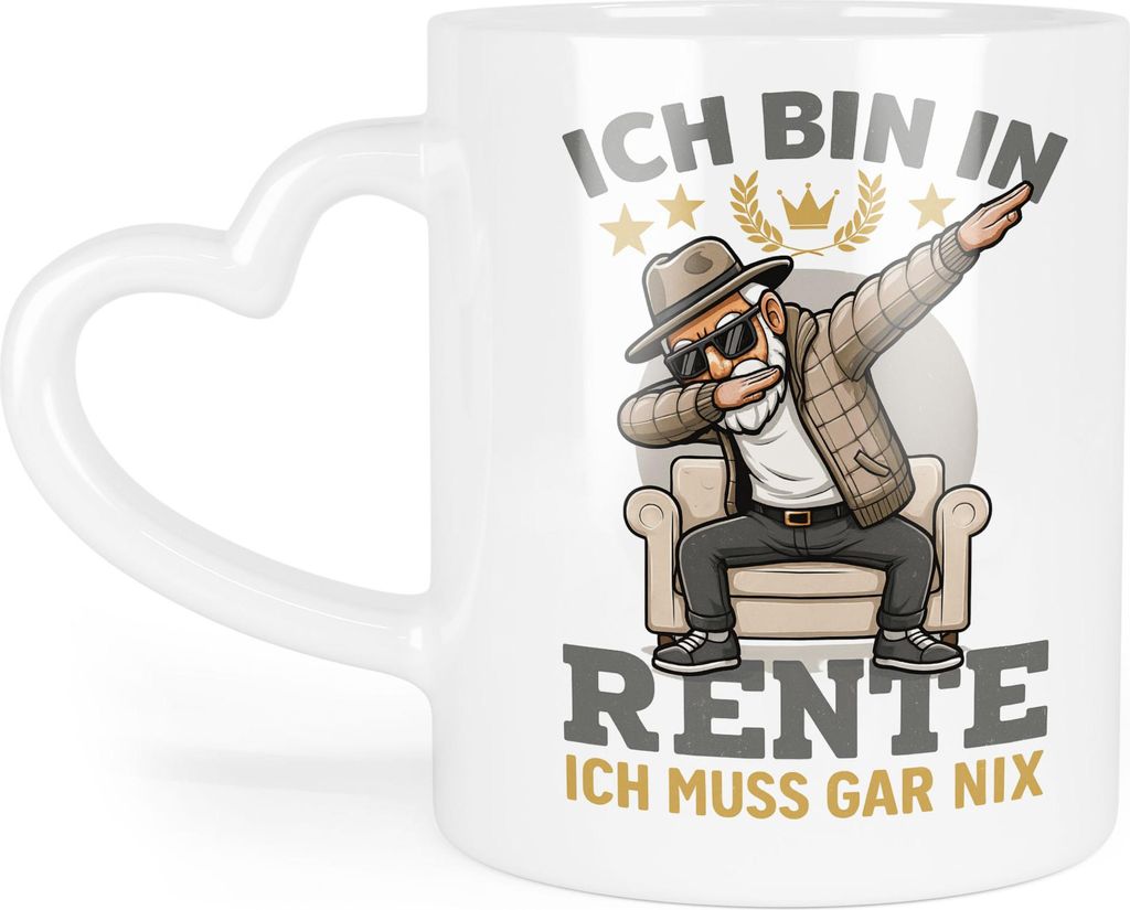 Ich bin in Rente Tasse Herzhenkel – Lustiges Geschenk für Oma Opa oder Kollegen zum Ruhestand