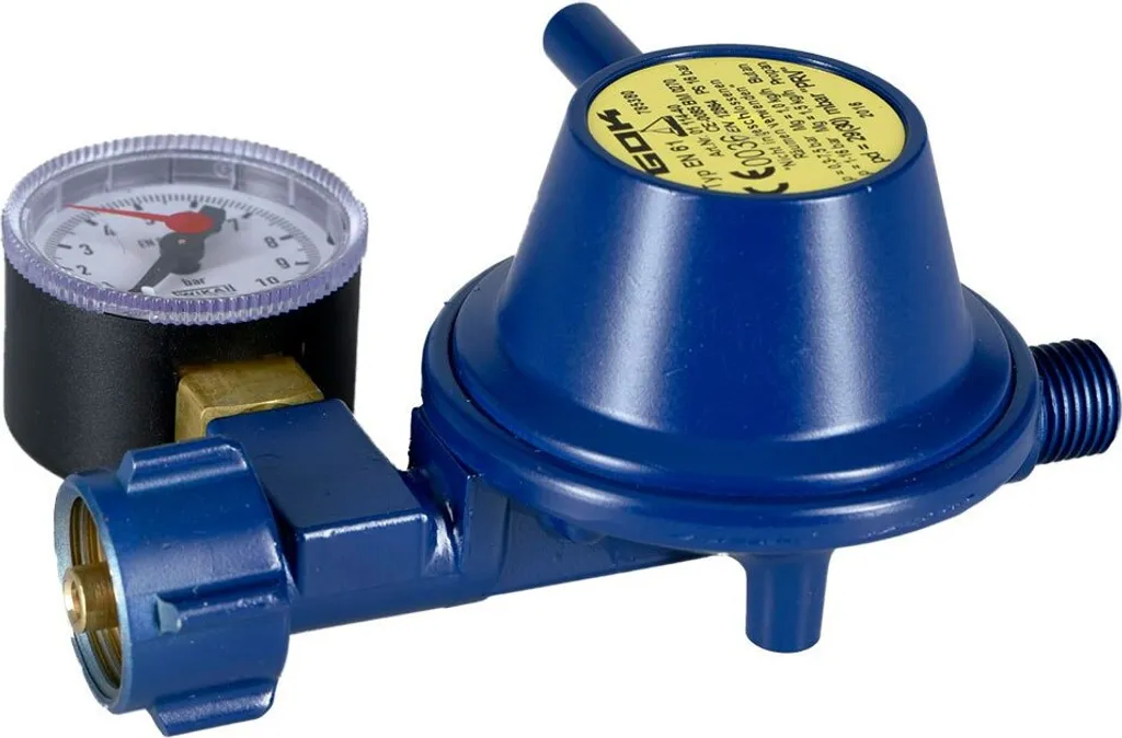 Talamex GOK Regolatore Pressione Gas 30mbar con Manometro | Sicurezza Camper