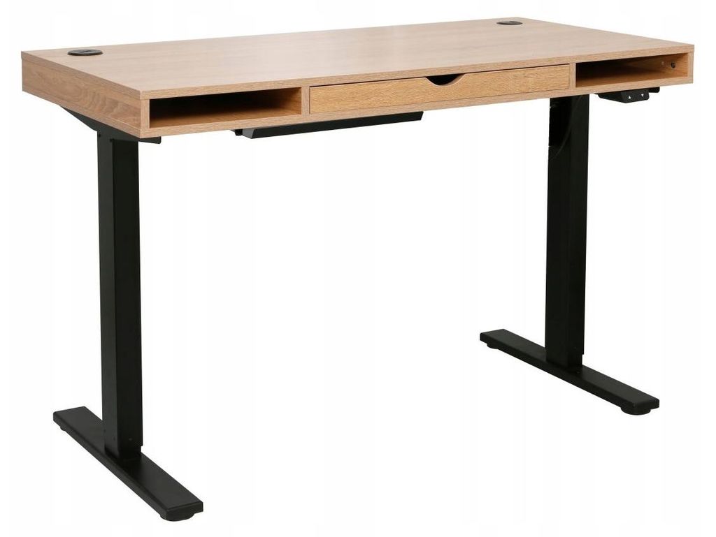Biurko z szufladą i półkami loftowe komputerowe 120 x 60 cm Zdjęcie produktu 