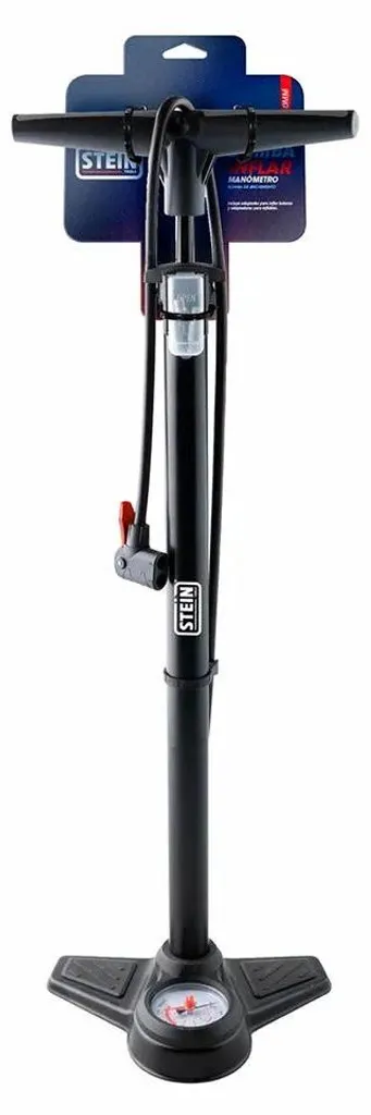Pompe vélo Stein argent en acier avec manomètre et tête multi-valves - 3