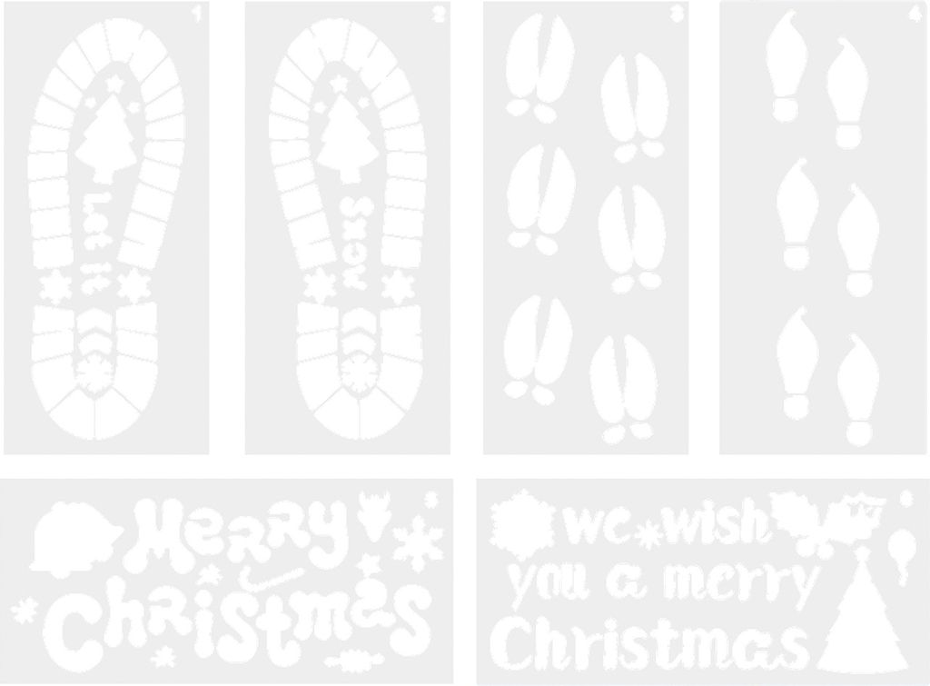 6 Teile/satz Weihnachten Fußabdruck Druck Schablone Mehrzweck Wiederverwendbare Urlaub DIY Wand Kunst Malerei Handwerk Projekt Elf Santa Fußabdru...