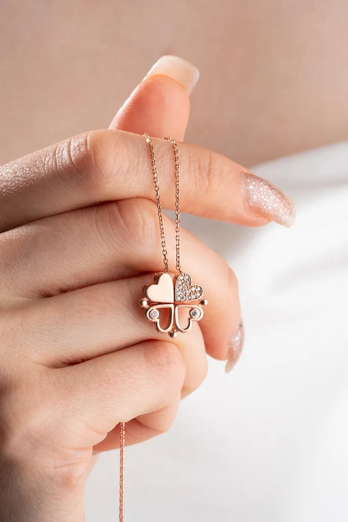 Pendentif trèfle à 4 feuilles magnétique transformable en argent 925
