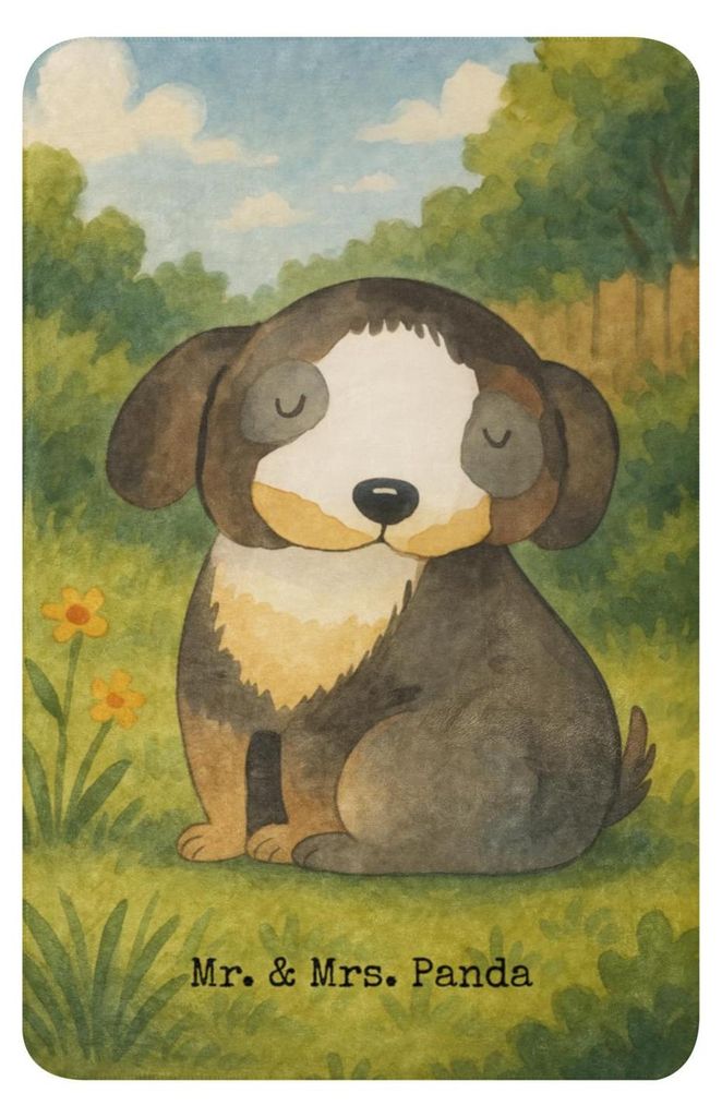 Mr. & Mrs. Panda Tagesdecke Hund Entspannen Design 100 x 150 cm - Weiß - Geschenk, Süß, Liebe, Hundeliebe, Kuscheldecke, Wärmedecke, Heimdecke,...